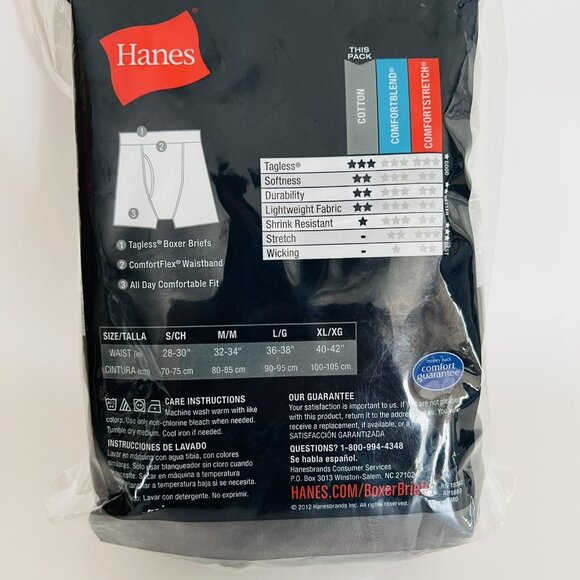 Hanes Men's Grey Black 4 Tagless Boxer Brief XL 40-42 Comfort Waist Soft Wicking - Picture 2 of 12